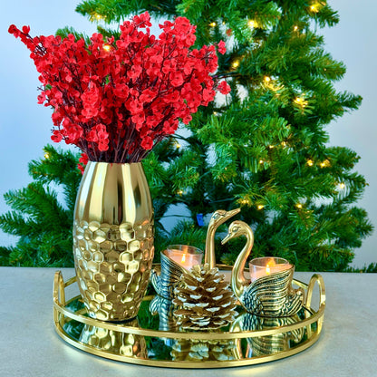 Product image of a Metal Gold Vase from Indian Impressions, featuring a sleek and modern design with a polished gold finish. Perfect as a standalone décor piece or for displaying flowers, this vase adds elegance and sophistication to any space. Ideal for Vastu, home décor, or gifting.