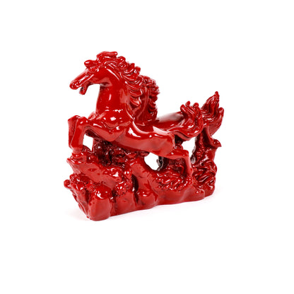 Product image of the Red Horses Pair from Indian Impressions, featuring two beautifully crafted horse figurines in vibrant red with intricate detailing. Symbolizing power, success, and energy, this pair is ideal for Vastu, home décor, or gifting, bringing a dynamic and elegant touch to any space.