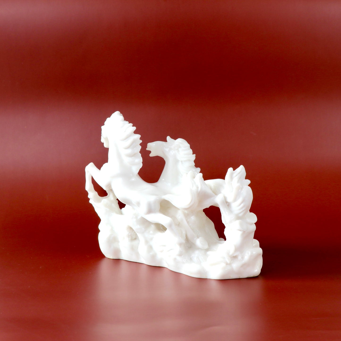 Product image of the Vastu Two White Horses from Indian Impressions, featuring two beautifully crafted white horse figurines symbolizing power, success, and positive energy. Perfect for Vastu corrections, home décor, or gifting, these horses add elegance and harmony to any space, bringing good fortune and strength.