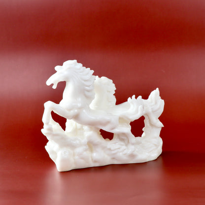 Product image of the Vastu Two White Horses from Indian Impressions, featuring two beautifully crafted white horse figurines symbolizing power, success, and positive energy. Perfect for Vastu corrections, home décor, or gifting, these horses add elegance and harmony to any space, bringing good fortune and strength.